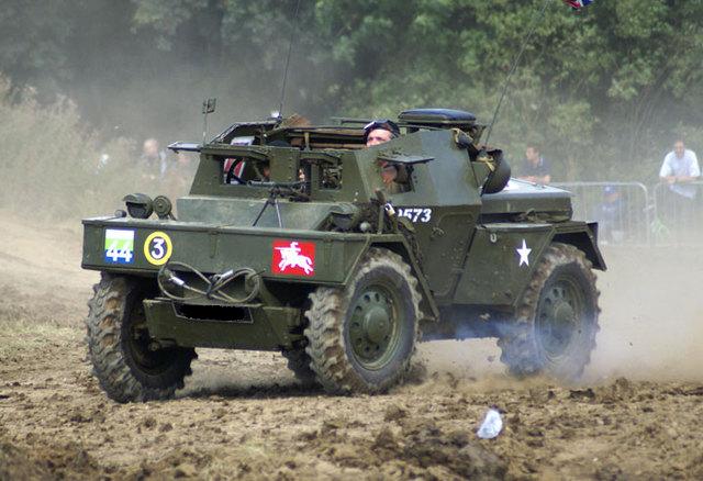 The authors 1944 Daimler Dingo being thrashed around the arena at the War & Peace Show 2008. Shortly before it expired with an expensive clunk - (Lesson learned!)
